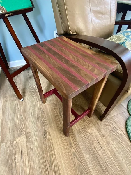 Walnut and maple end table