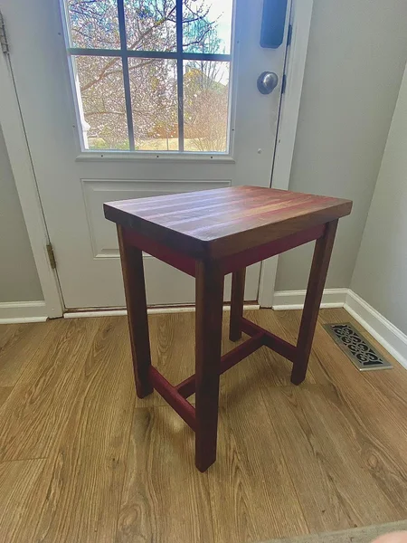 Walnut and maple end table